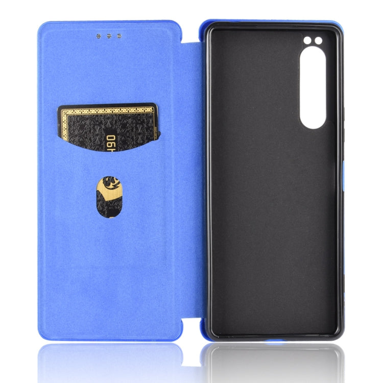 For Sony Xperia 1 II Carbon Fiber Texture Horizontal Flip TPU + PC + PU Leather Case with Card Slot