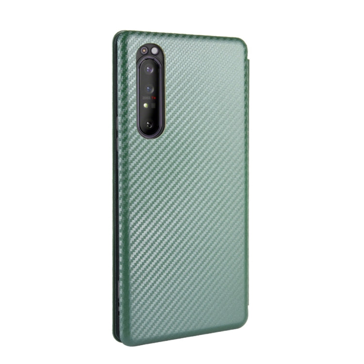 For Sony Xperia 1 II Carbon Fiber Texture Horizontal Flip TPU + PC + PU Leather Case with Card Slot