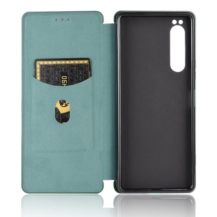 For Sony Xperia 1 II Carbon Fiber Texture Horizontal Flip TPU + PC + PU Leather Case with Card Slot