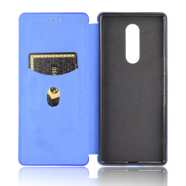 For Sony Xperia 1 Carbon Fiber Texture Horizontal Flip TPU + PC + PU Leather Case with Card Slot