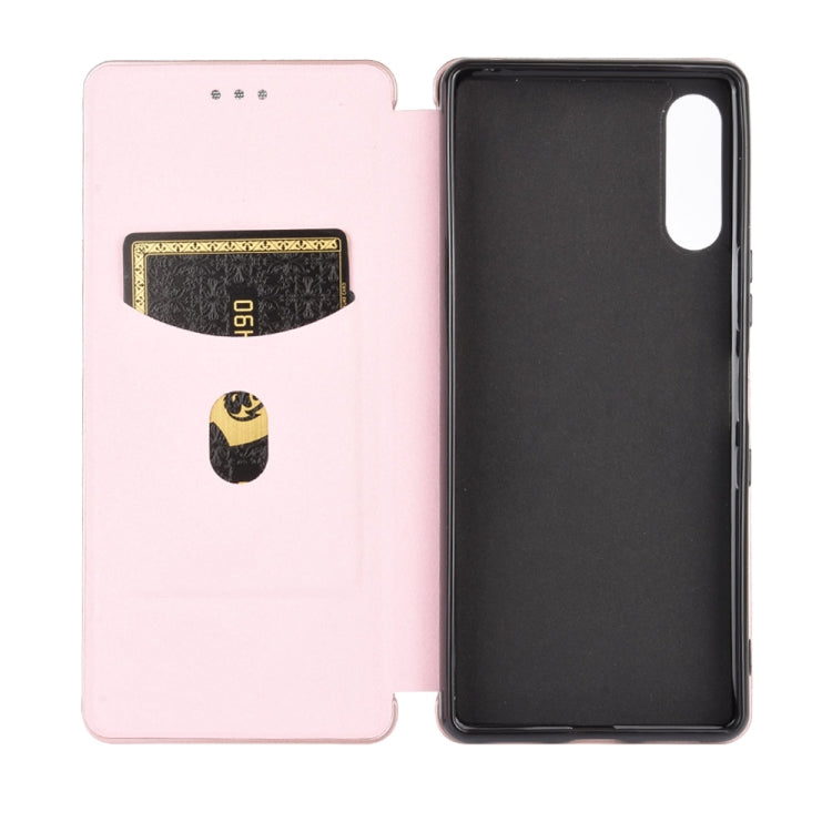 For Sony Xperia L4 Carbon Fiber Texture Horizontal Flip TPU + PC + PU Leather Case with Card Slot