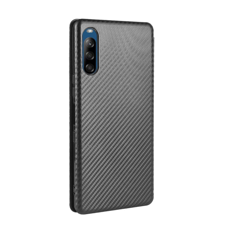 For Sony Xperia L4 Carbon Fiber Texture Horizontal Flip TPU + PC + PU Leather Case with Card Slot