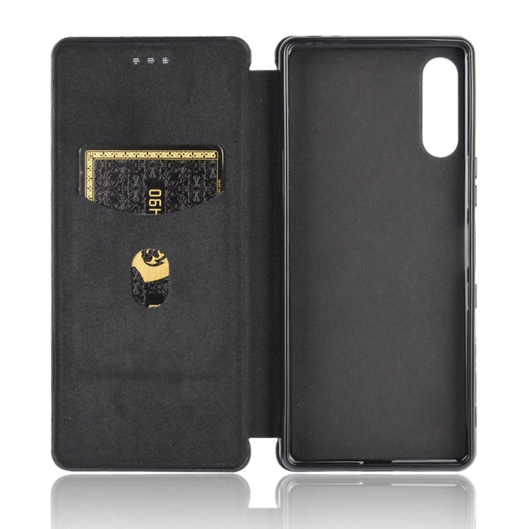 For Sony Xperia L4 Carbon Fiber Texture Horizontal Flip TPU + PC + PU Leather Case with Card Slot