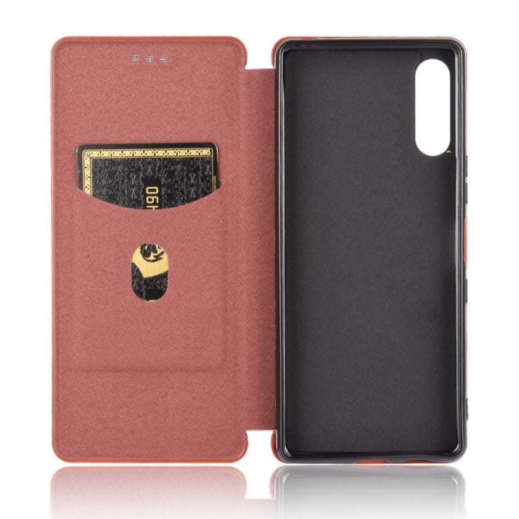 For Sony Xperia L4 Carbon Fiber Texture Horizontal Flip TPU + PC + PU Leather Case with Card Slot