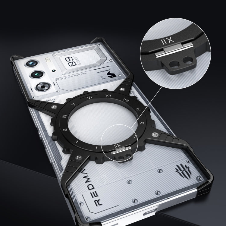 For ZTE nubia Red Magic 9 Pro / 9 Pro+ Mechanical Gear MagSafe Holder Borderless Metal Phone Case