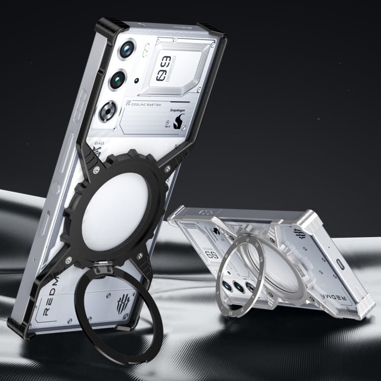 For ZTE nubia Red Magic 9S Pro / 9S Pro+ Mechanical Gear MagSafe Holder Borderless Metal Phone Case