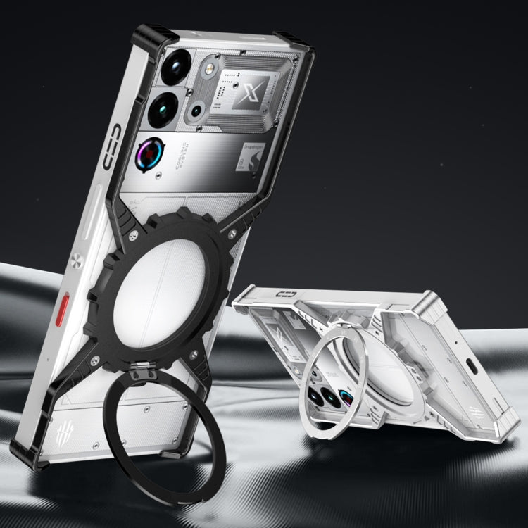 For ZTE nubia Red Magic 10 Pro / 10 Pro+ Mechanical Gear MagSafe Holder Borderless Metal Phone Case