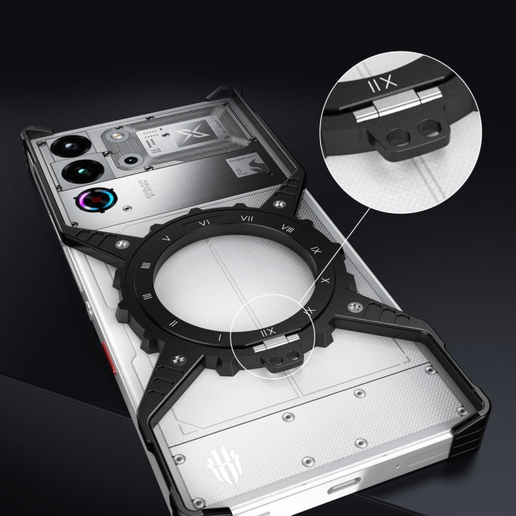 For ZTE nubia Red Magic 10 Pro / 10 Pro+ Mechanical Gear MagSafe Holder Borderless Metal Phone Case