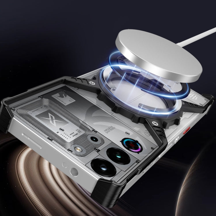 For ZTE nubia Red Magic 10 Pro / 10 Pro+ Mechanical Gear MagSafe Holder Borderless Metal Phone Case