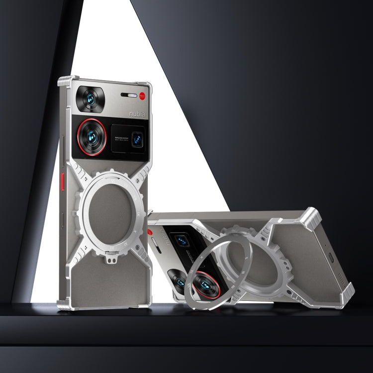 For ZTE nubia Z70 Ultra Mechanical Gear MagSafe Holder Borderless Metal Phone Case