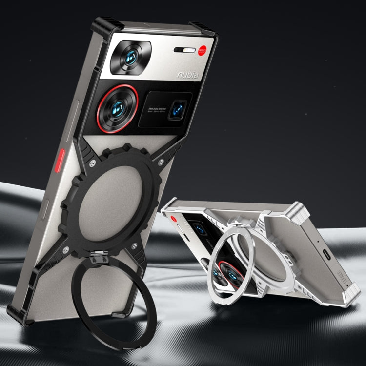 For ZTE nubia Z70 Ultra Mechanical Gear MagSafe Holder Borderless Metal Phone Case