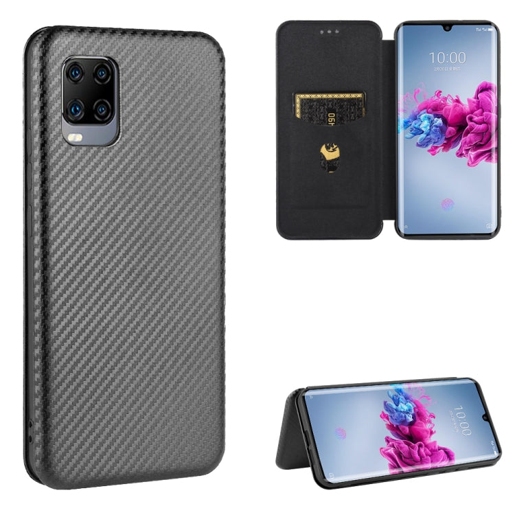 For ZTE Axon 11 5G Carbon Fiber Texture Horizontal Flip TPU + PC + PU Leather Case with Card Slot