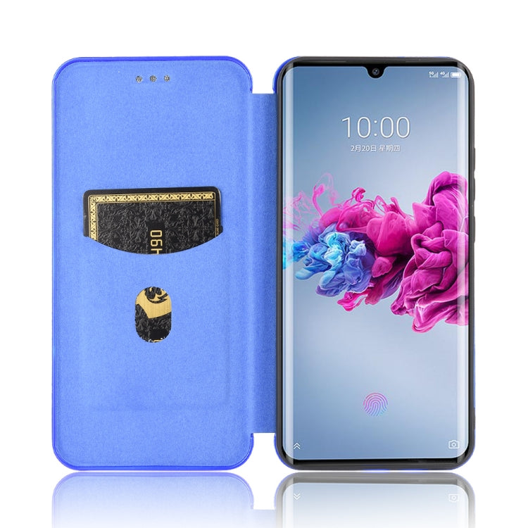 For ZTE Axon 11 5G Carbon Fiber Texture Horizontal Flip TPU + PC + PU Leather Case with Card Slot