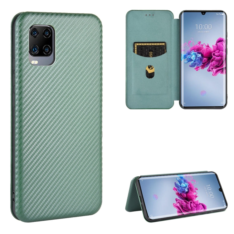 For ZTE Axon 11 5G Carbon Fiber Texture Horizontal Flip TPU + PC + PU Leather Case with Card Slot