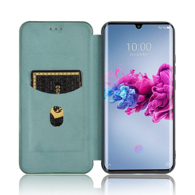 For ZTE Axon 11 5G Carbon Fiber Texture Horizontal Flip TPU + PC + PU Leather Case with Card Slot