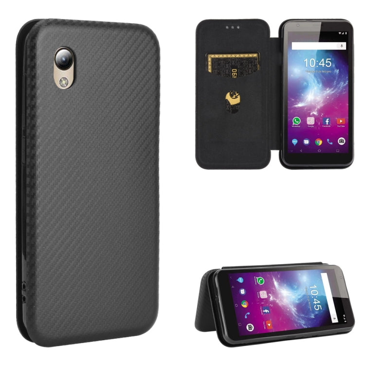 For ZTE Blade A3 Lite Carbon Fiber Texture Horizontal Flip TPU + PC + PU Leather Case with Card Slot