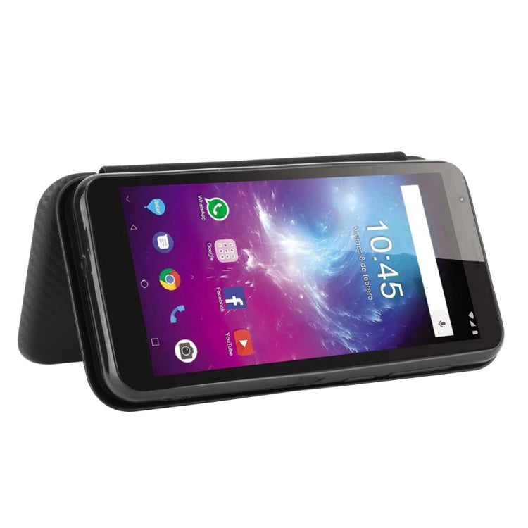 For ZTE Blade A3 Lite Carbon Fiber Texture Horizontal Flip TPU + PC + PU Leather Case with Card Slot