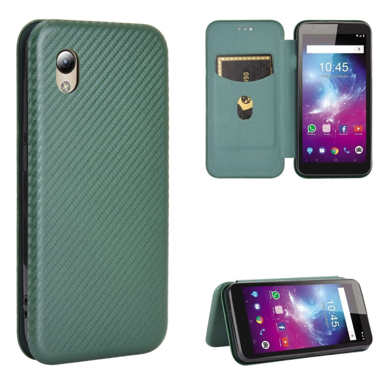 For ZTE Blade A3 Lite Carbon Fiber Texture Horizontal Flip TPU + PC + PU Leather Case with Card Slot
