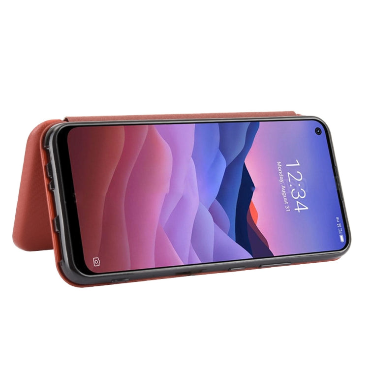 For ZTE A1 ZTG01 5G Carbon Fiber Texture Horizontal Flip TPU + PC + PU Leather Case with Card Slot