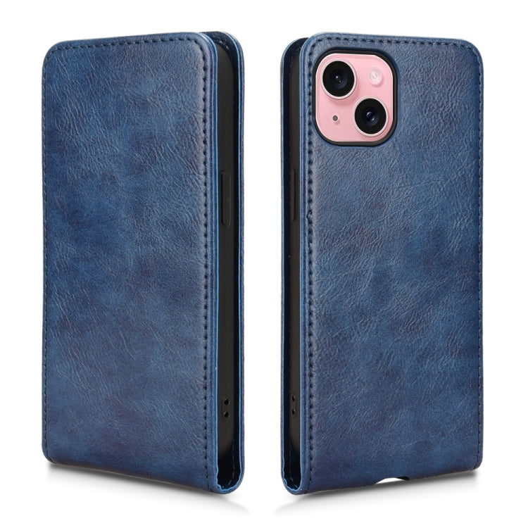 For iPhone 15 Plus Magnetic Vertical Flip Leather Phone Case
