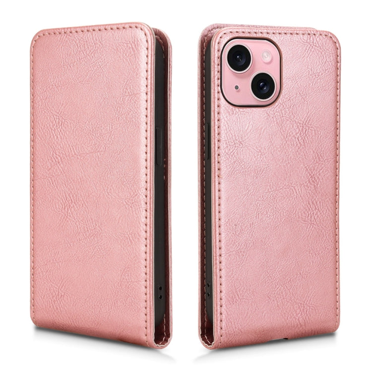 For iPhone 15 Plus Magnetic Vertical Flip Leather Phone Case