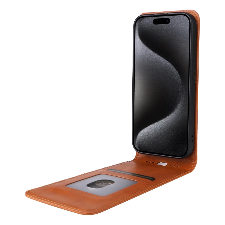 For iPhone 15 Pro Magnetic Vertical Flip Leather Phone Case
