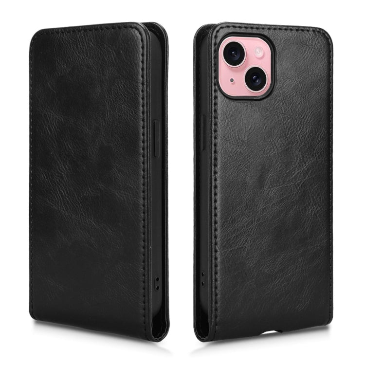 For iPhone 15 Magnetic Vertical Flip Leather Phone Case