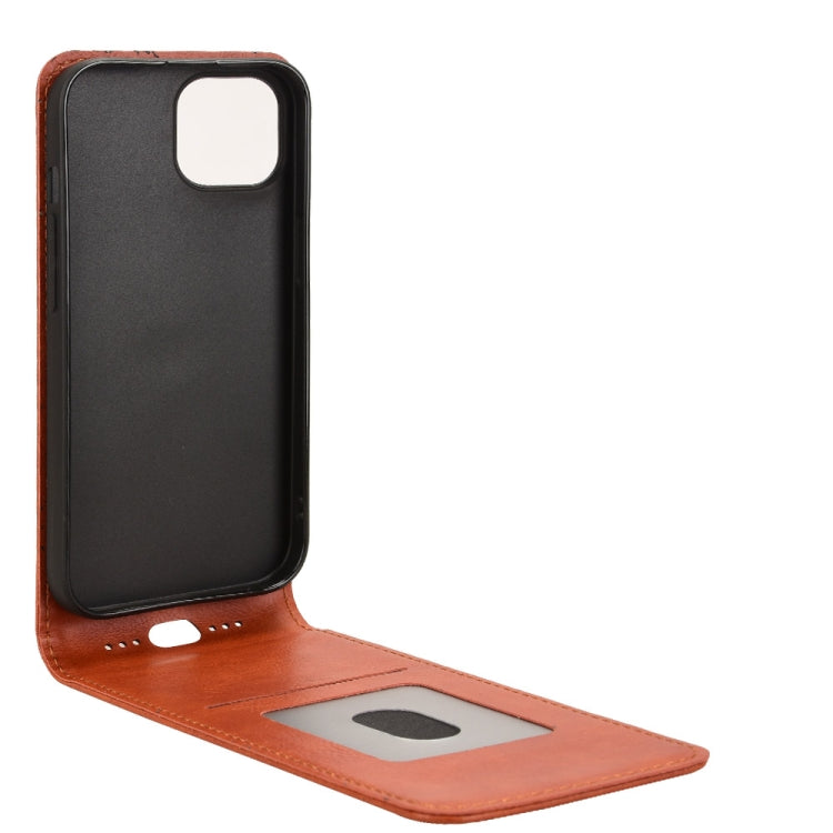For iPhone 15 Magnetic Vertical Flip Leather Phone Case