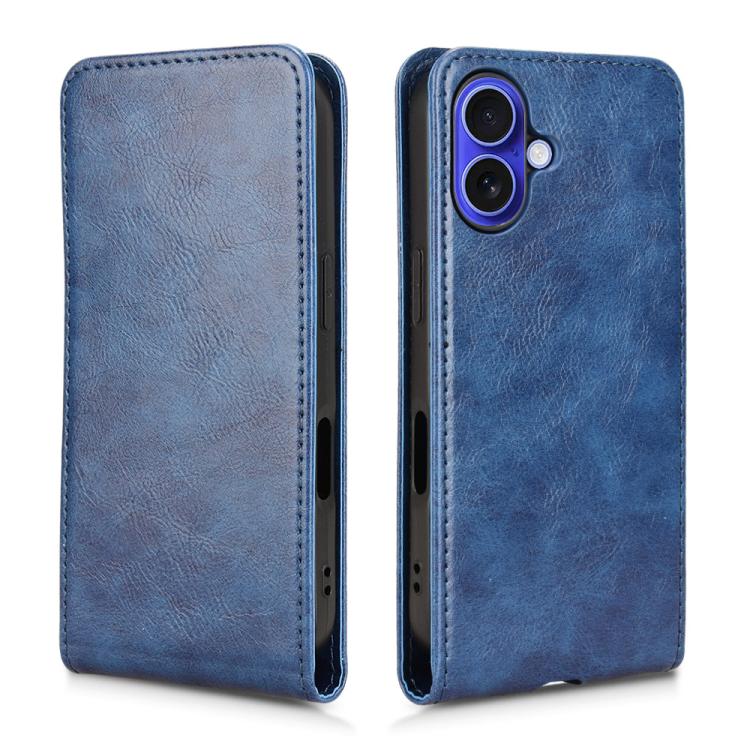 For iPhone 16 Plus Magnetic Vertical Flip Leather Phone Case