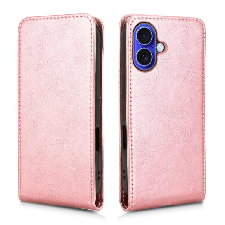 For iPhone 16 Plus Magnetic Vertical Flip Leather Phone Case