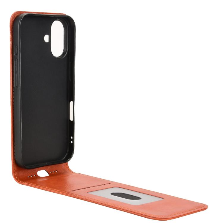For iPhone 16 Plus Magnetic Vertical Flip Leather Phone Case