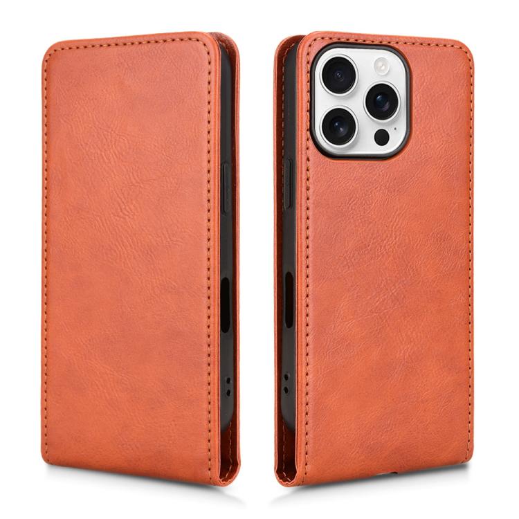 For iPhone 16 Pro Max Magnetic Vertical Flip Leather Phone Case