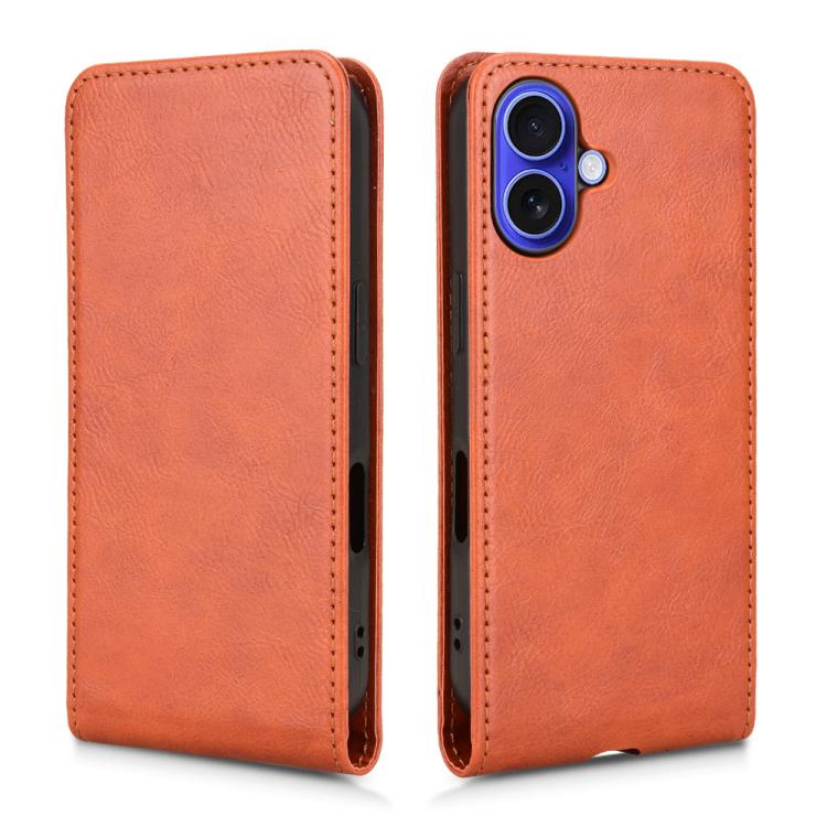 For iPhone 16 Magnetic Vertical Flip Leather Phone Case