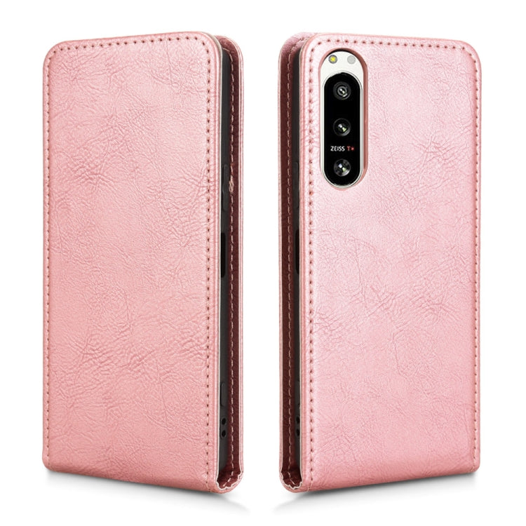 For Sony Xperia 5 IV Magnetic Vertical Flip Leather Phone Case