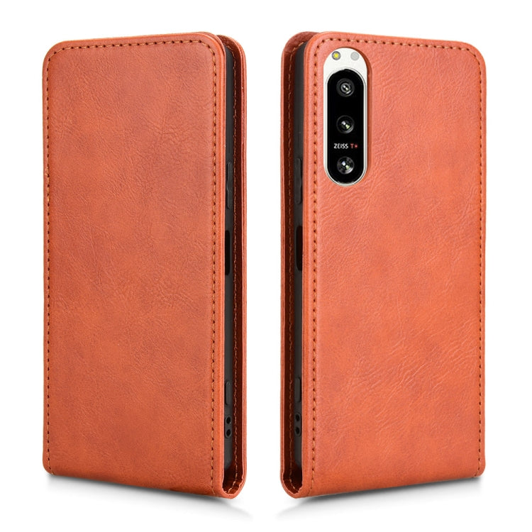 For Sony Xperia 5 IV Magnetic Vertical Flip Leather Phone Case