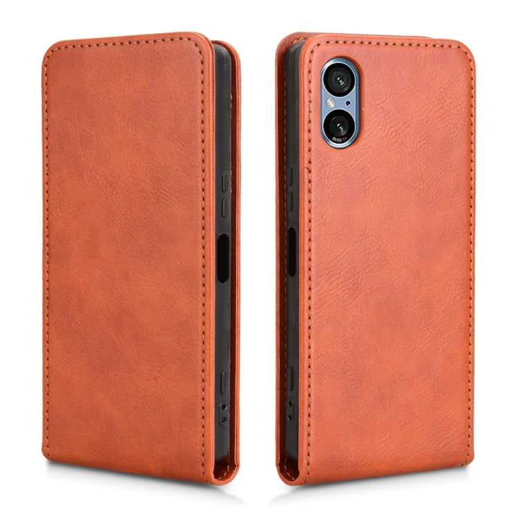 For Sony Xperia 5 V Magnetic Vertical Flip Leather Phone Case