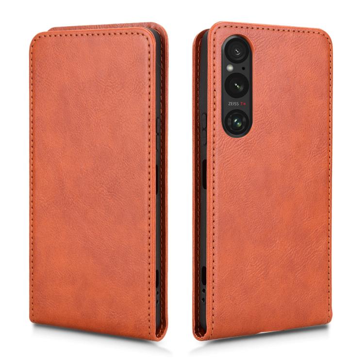 For Sony Xperia 1 V 2023 Magnetic Vertical Flip Leather Phone Case