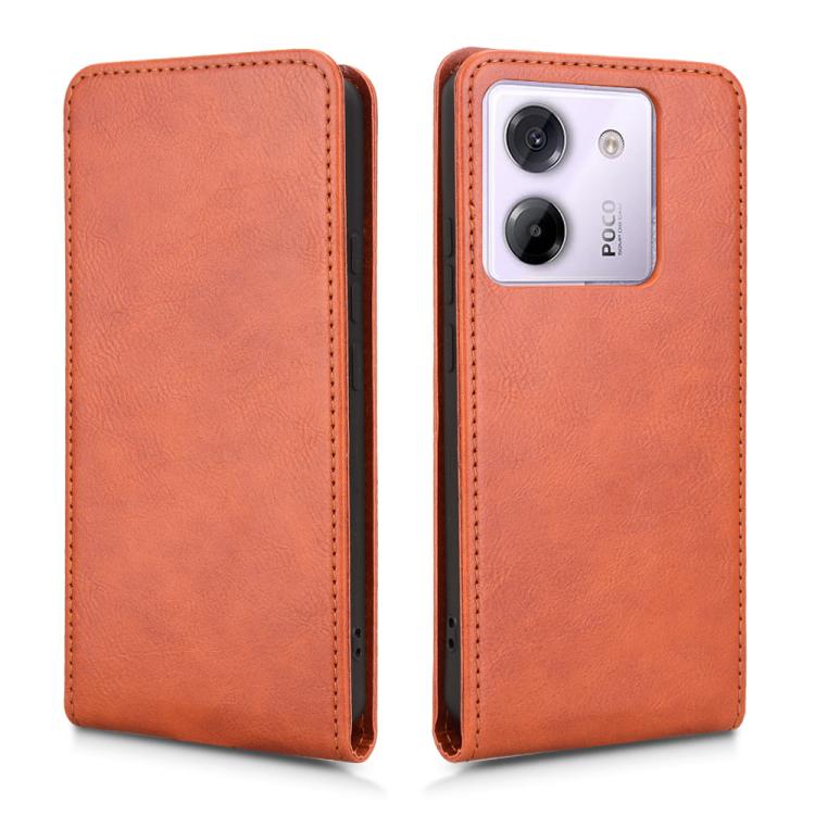 For Xiaomi Poco M7 Pro 5G / Redmi Note 14 5G Magnetic Vertical Flip Leather Phone Case