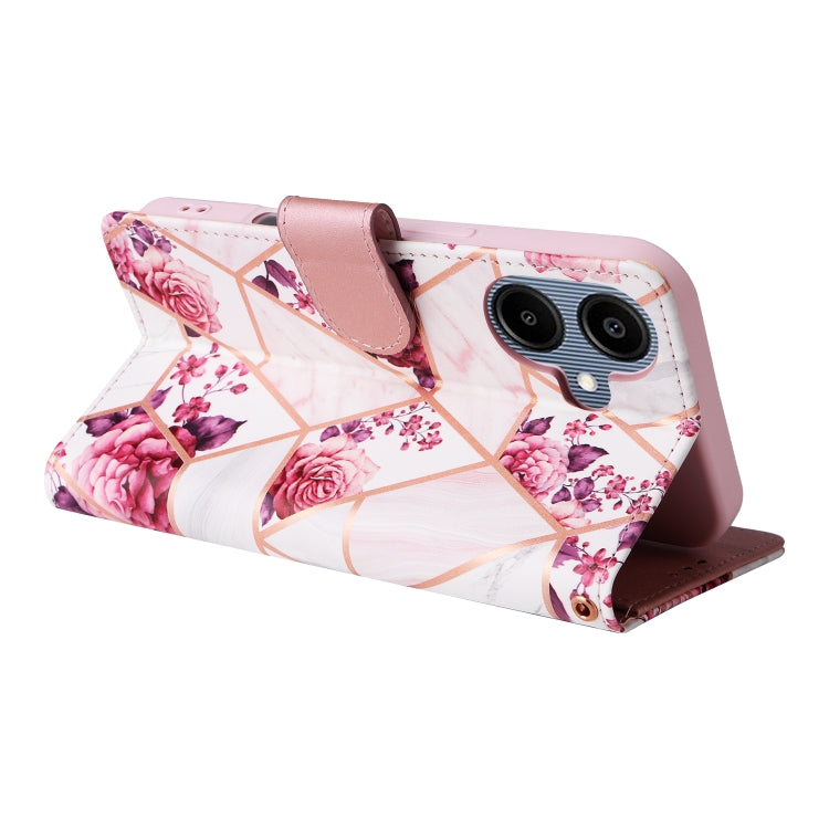 For Samsung Galaxy A06 4G Marble Bronzing Stitching Leather Phone Case