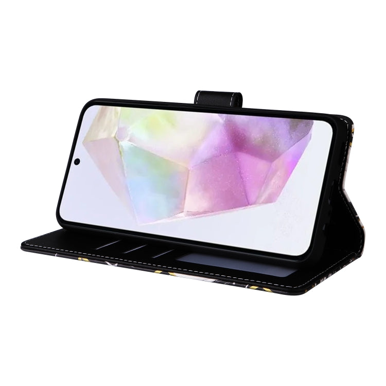 For Samsung Galaxy A35 5G Marble Bronzing Stitching Leather Phone Case