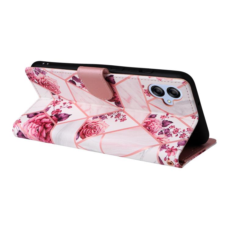 For Samsung Galaxy A05 Marble Bronzing Stitching Leather Phone Case