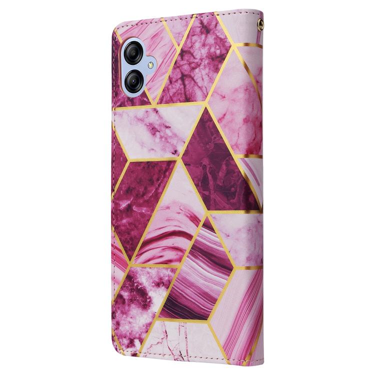 For Samsung Galaxy A05 Marble Bronzing Stitching Leather Phone Case