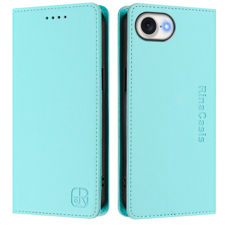 For iPhone 17e / 16e RC01 Dual-Folded Magnetic Suction RFID Leather Phone Case