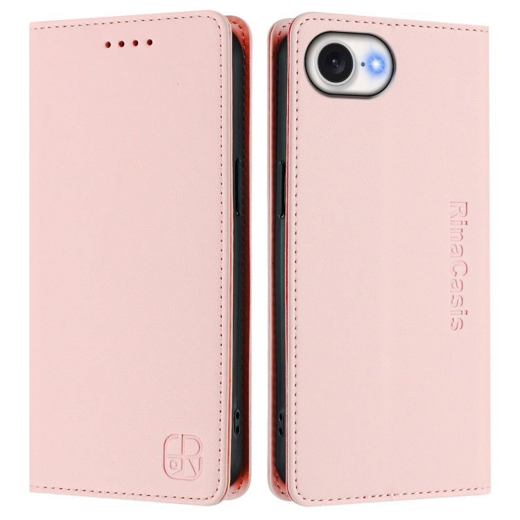 For iPhone 17e / 16e RC01 Dual-Folded Magnetic Suction RFID Leather Phone Case