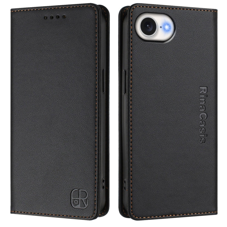 For iPhone 17e / 16e RC01 Dual-Folded Magnetic Suction RFID Leather Phone Case