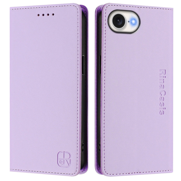 For iPhone 17e / 16e RC01 Dual-Folded Magnetic Suction RFID Leather Phone Case