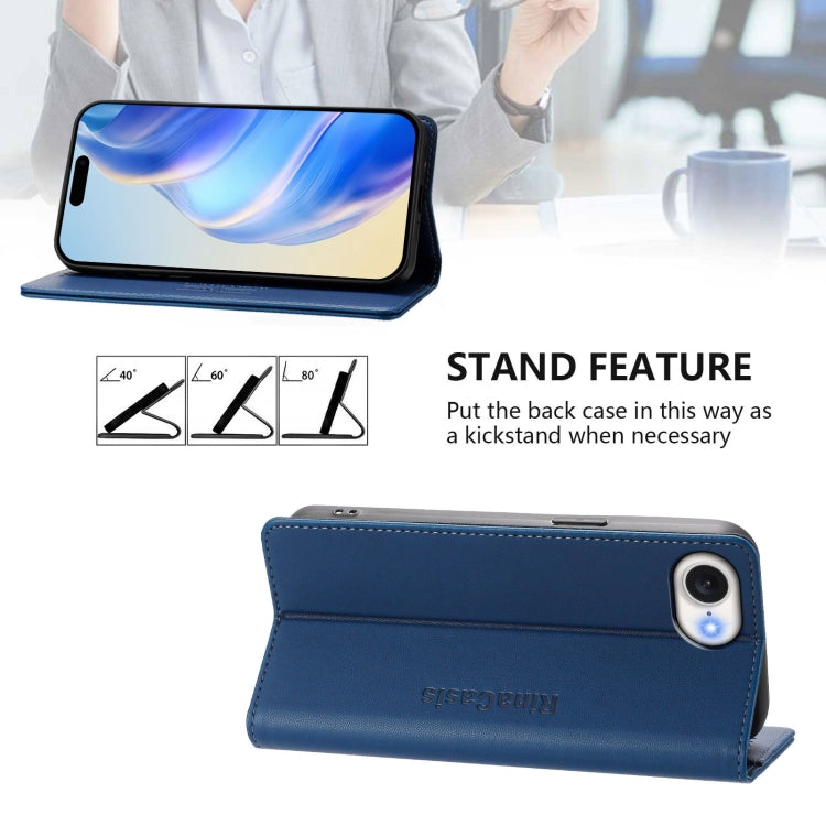 For iPhone 17e / 16e RC01 Dual-Folded Magnetic Suction RFID Leather Phone Case