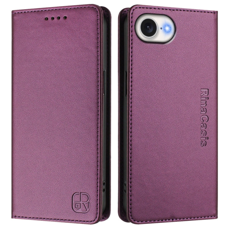 For iPhone 17e / 16e RC01 Dual-Folded Magnetic Suction RFID Leather Phone Case