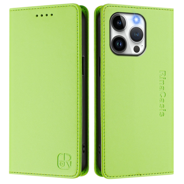 For iPhone 15 Pro Max RC01 Dual-Folded Magnetic Suction RFID Leather Phone Case