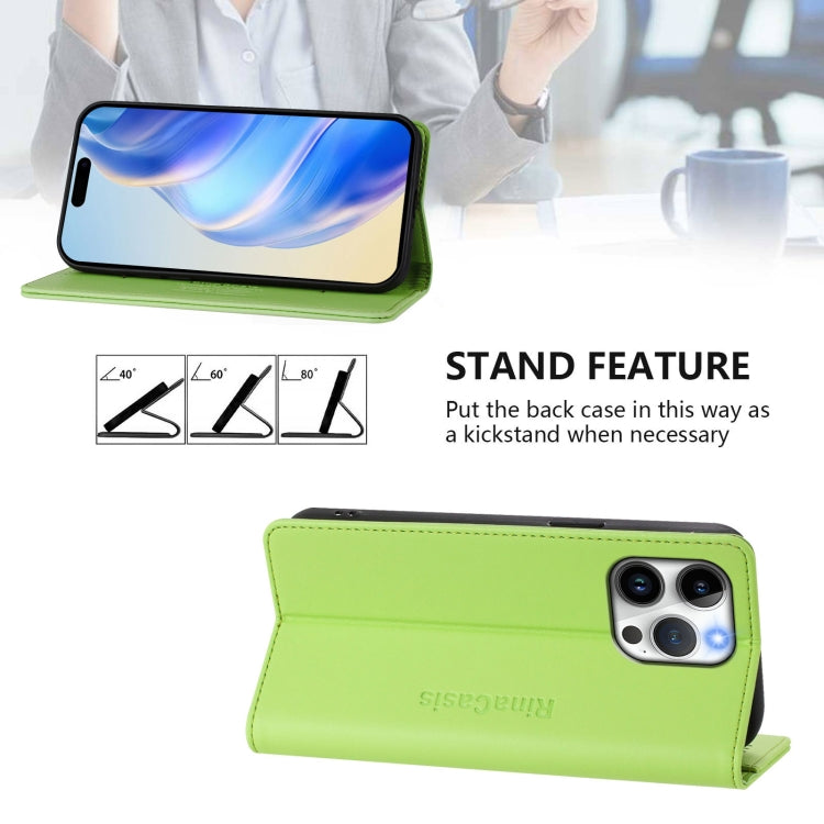 For iPhone 15 Pro Max RC01 Dual-Folded Magnetic Suction RFID Leather Phone Case